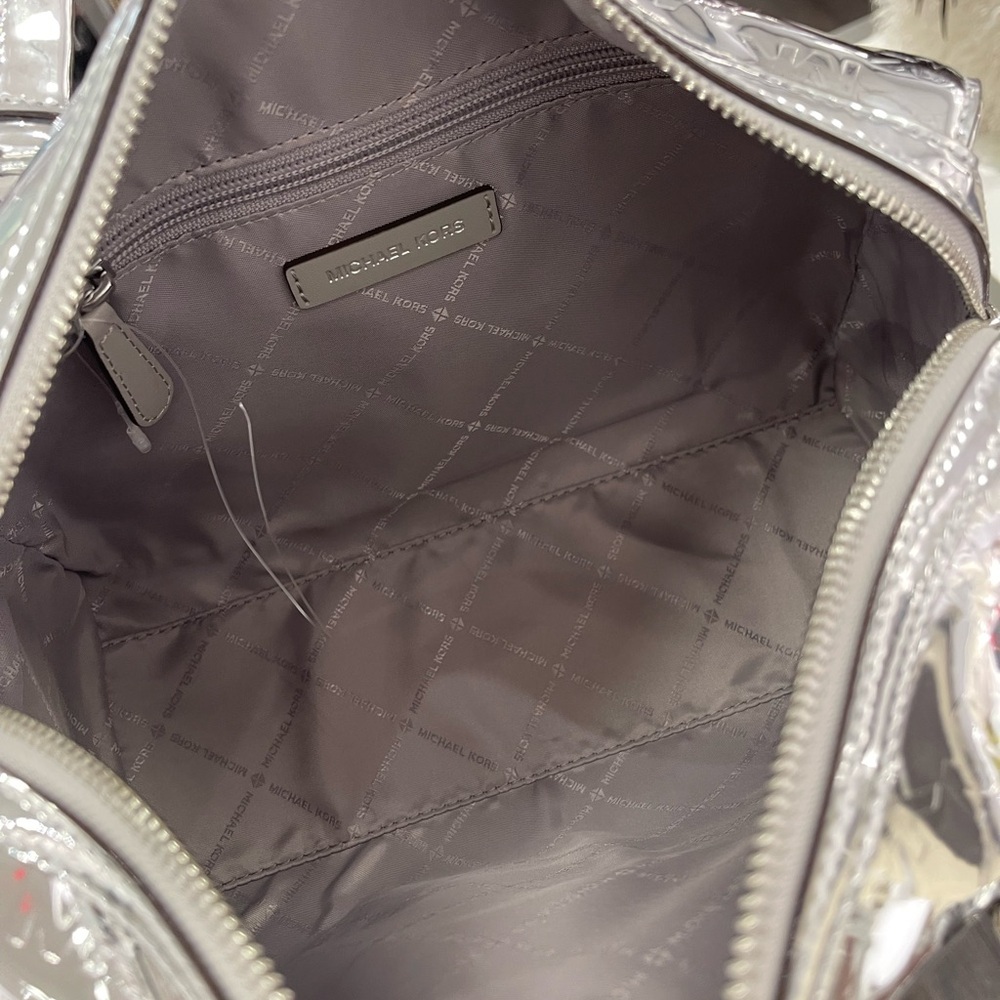 MICHAEL KORS Jet Set Medium Patent Logo Debossed Duffel Crossbody Bag
Silver - Picture 6 of 16